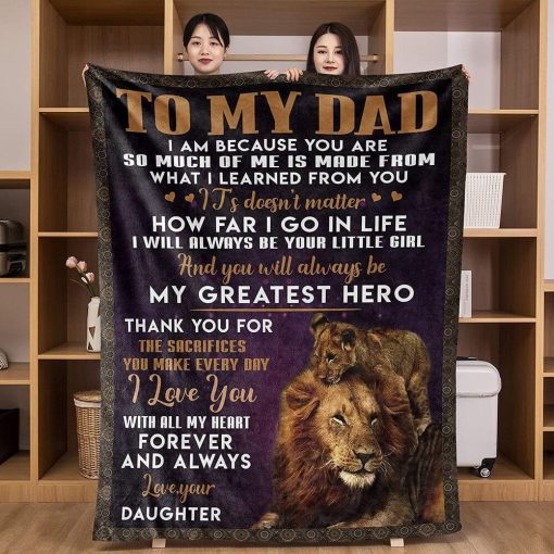 Lion Throw Blankets Custom Unique Gifts for Dad from Daughter