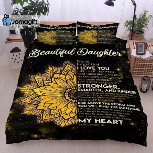 To My Daughter Sunflower Bedding Set Gift From Mom