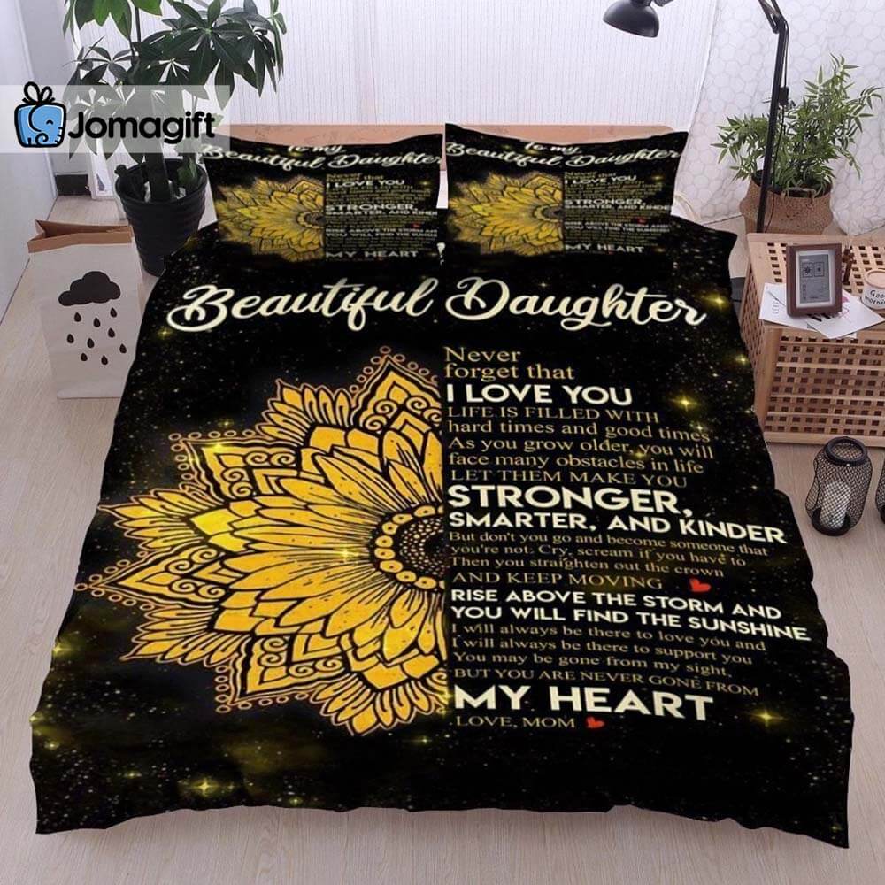 To My Daughter Sunflower Bedding Set Gift From Mom