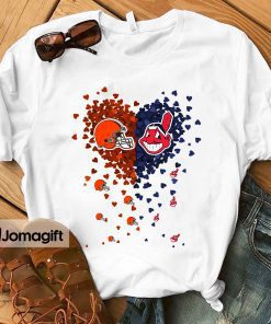 Unique Cleveland Browns Cleveland Indians Tiny Heart Shape T-shirt