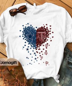 1 Unique Dallas Cowboys Texas AM Aggies Tiny Heart Shape T shirt