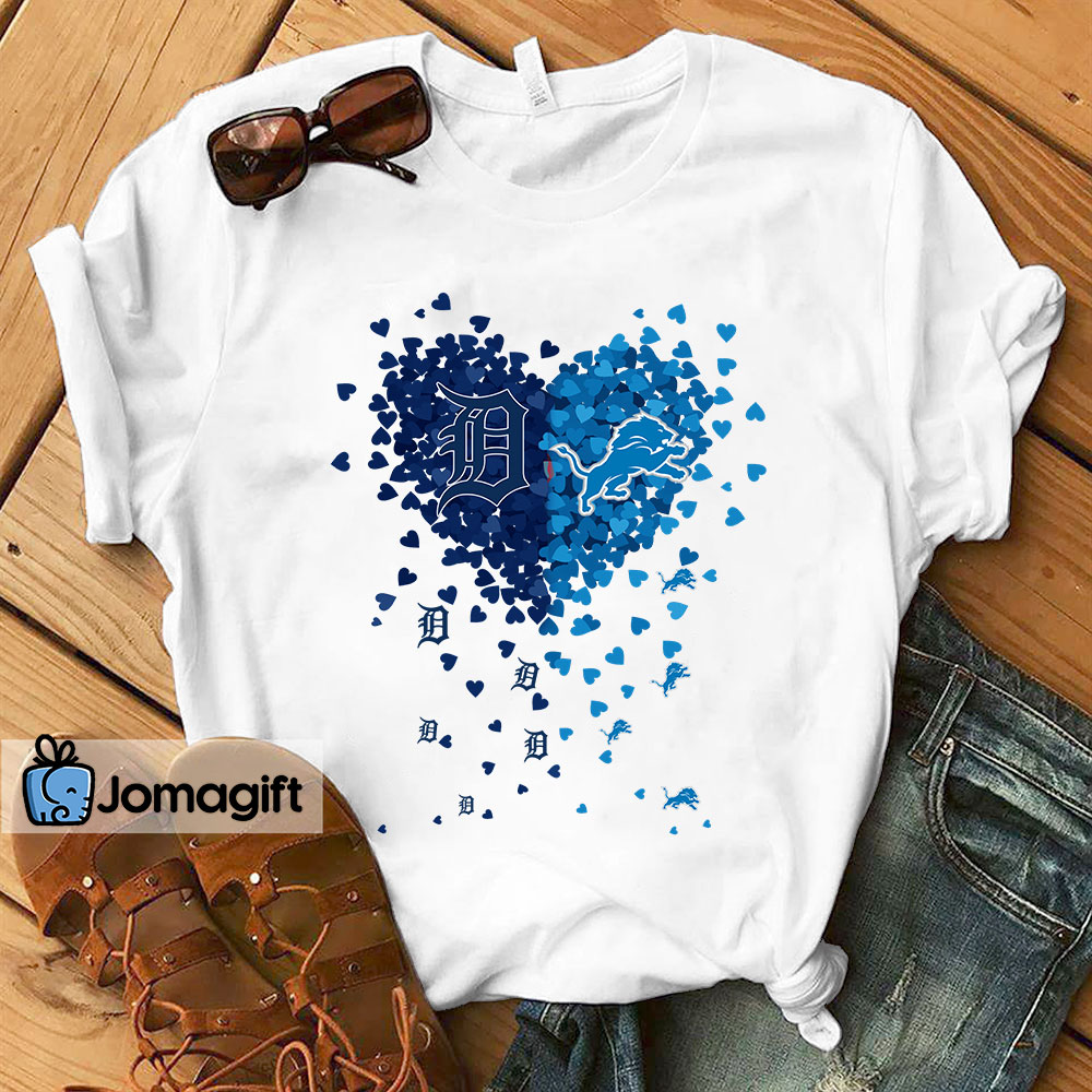Unique Detroit Tigers Detroit Lions Tiny Heart Shape T-shirt - Jomagift
