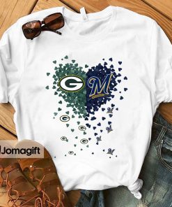 1 Unique Green Bay Packers Milwaukee Brewers Tiny Heart Shape T shirt