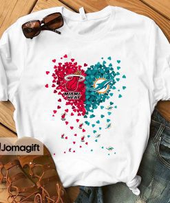 Unique Miami Heat Miami Dolphins Tiny Heart Shape T-shirt