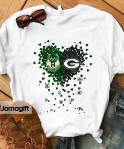 1 Unique Milwaukee Bucks Green Bay Packers Tiny Heart Shape T shirt