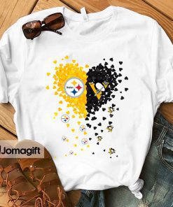 1 Unique Pittsburgh Steelers Pittsburgh Penguins Tiny Heart Shape T shirt