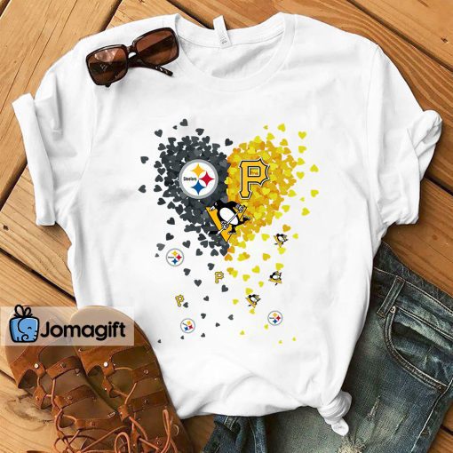 Unique Pittsburgh Steelers Pittsburgh Pirates Pittsburgh Penguins Tiny Heart Shape T-shirt, Hoodie, Sweater, Long Sleeve