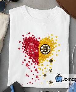 2 Unique Boston Red Sox Boston Bruins Tiny Heart Shape T shirt