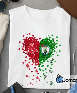 2 Unique Boston Red Sox Boston Celtics Tiny Heart Shape T shirt