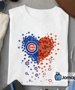 2 Unique Chicago Bears Chicago Cubs Tiny Heart Shape T shirt
