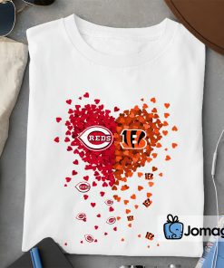 2 Unique Cincinnati Reds bengals Tiny Heart Shape T shirt
