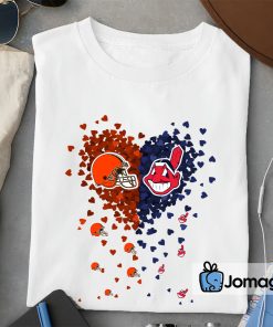 2 Unique Cleveland Browns Cleveland Indians Tiny Heart Shape T shirt