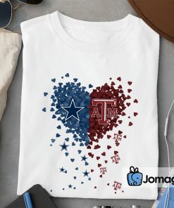2 Unique Dallas Cowboys Texas AM Aggies Tiny Heart Shape T shirt