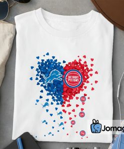2 Unique Detroit Lions Detroit Pistons Tiny Heart Shape T shirt