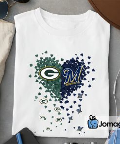 2 Unique Green Bay Packers Milwaukee Brewers Tiny Heart Shape T shirt