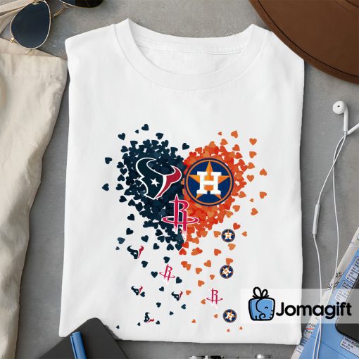 Unique Houston Texans Houston Astros Houston Rockets Tiny Heart Shape T-shirt