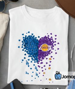 Unique Los Angeles Dodgers Los Angeles Lakers Tiny Heart Shape T-shirt -  Jomagift