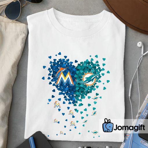 Unique Miami Marlins Miami Dolphins Tiny Heart Shape T-shirt