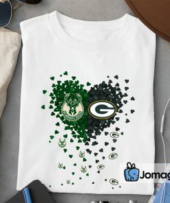 2 Unique Milwaukee Bucks Green Bay Packers Tiny Heart Shape T shirt
