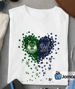 2 Unique Milwaukee Bucks Milwaukee Brewers Tiny Heart Shape T shirt