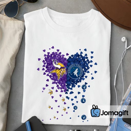 Unique Minnesota Vikings Minnesota Timberwolves Tiny Heart Shape T-shirt