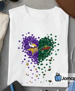 2 Unique Minnesota Vikings and Minnesota Wild Tiny Heart Shape T shirt