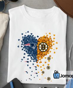 2 Unique New England Patriots Boston Bruins Tiny Heart Shape T shirt