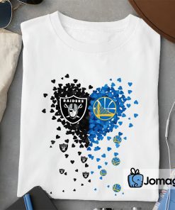 2 Unique Oakland Raiders Golden State Warriors Tiny Heart Shape T shirt