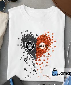 2 Unique Oakland Raiders San Francisco Giants Tiny Heart Shape T shirt