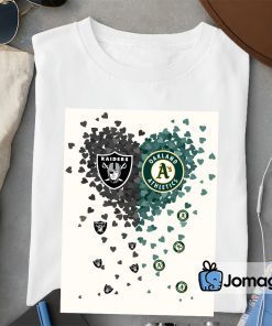 2 Unique Oakland Raiders athletics Tiny Heart Shape T shirt