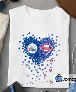 2 Unique Philadelphia 76ers Philadelphia Phillies Tiny Heart Shape T shirt