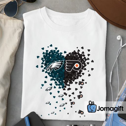 Unique Philadelphia Eagles Philadelphia Flyers Tiny Heart Shape T-shirt