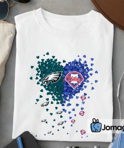 2 Unique Philadelphia Eagles Philadelphia phillies Tiny Heart Shape T shirt