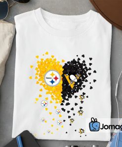 2 Unique Pittsburgh Steelers Pittsburgh Penguins Tiny Heart Shape T shirt