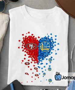 2 Unique San Francisco 49ers Golden State Warriors Tiny Heart Shape T shirt