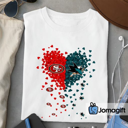 Unique San Francisco 49ers San Jose Sharks Tiny Heart Shape T-shirt, Hoodie, Sweater, Long Sleeve