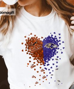 3 Unique Baltimore Orioles Baltimore Ravens Tiny Heart Shape T shirt