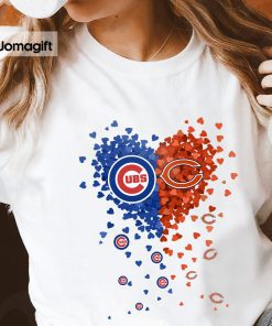 3 Unique Chicago Bears Chicago Cubs Tiny Heart Shape T shirt