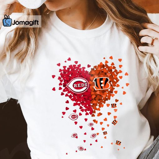 Unique Cincinnati Reds bengals Tiny Heart Shape T-shirt