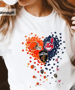 Unique Cleveland Browns Cleveland Indians Cleveland Cavaliers Tiny Heart Shape T-shirt