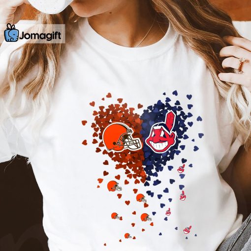 Unique Cleveland Browns Cleveland Indians Tiny Heart Shape T-shirt