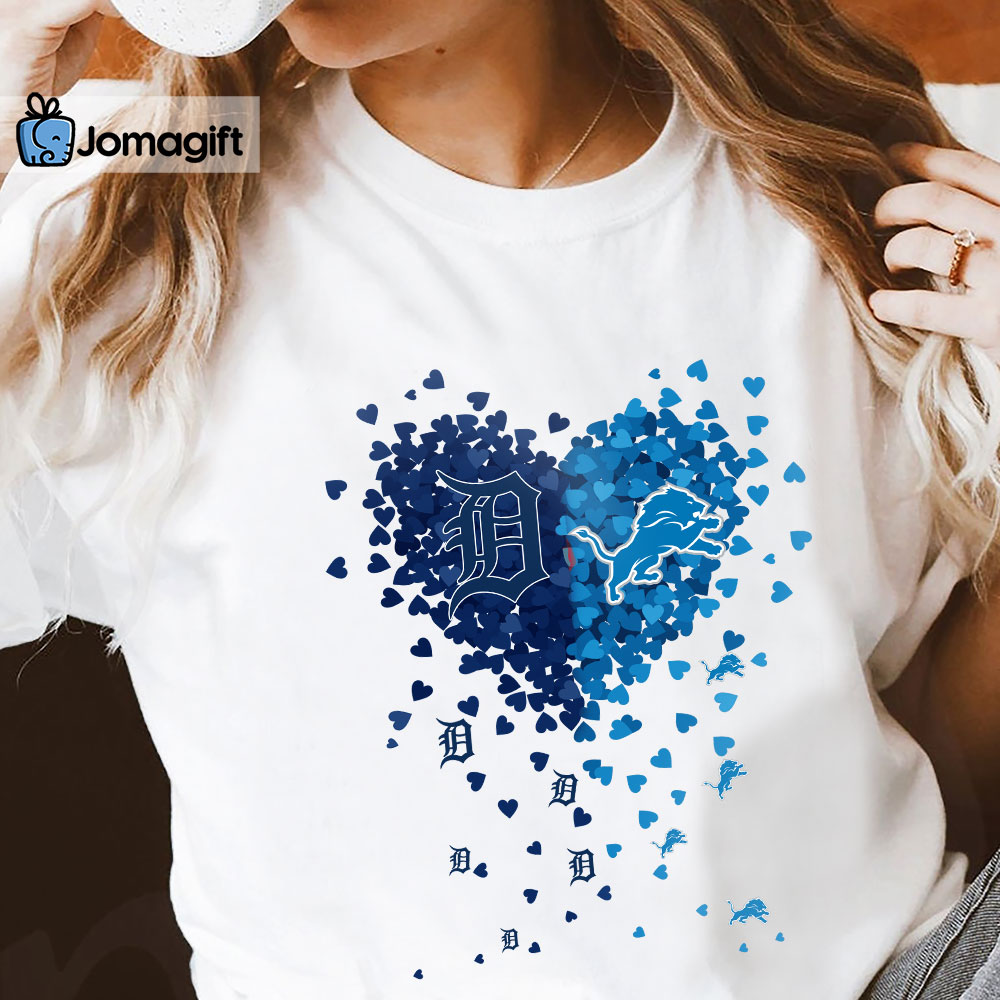 Unique Detroit Tigers Detroit Lions Tiny Heart Shape T-shirt - Jomagift