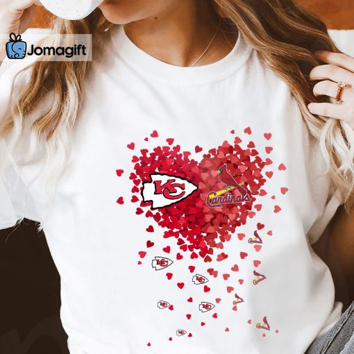 Unique Kansas City Chiefs St. Louis Cardinals Tiny Heart Shape T-shirt