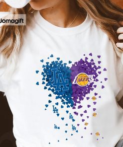Unique Los Angeles Dodgers Los Angeles Lakers Tiny Heart Shape T-shirt