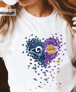 Unique Los Angeles Rams Los Angeles Lakers Tiny Heart Shape T-shirt