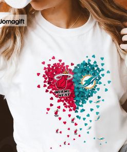 Unique Miami Heat Miami Dolphins Tiny Heart Shape T-shirt