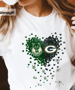 3 Unique Milwaukee Bucks Green Bay Packers Tiny Heart Shape T shirt