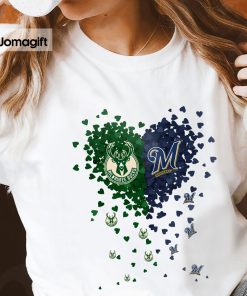 Unique Milwaukee Bucks Milwaukee Brewers Tiny Heart Shape T-shirt