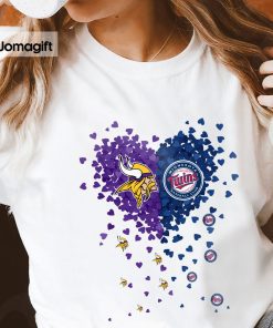 3 Unique Minnesota Vikings Minnesota Twins Tiny Heart Shape T shirt