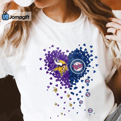 Unique Minnesota Vikings Minnesota Twins Tiny Heart Shape T-shirt